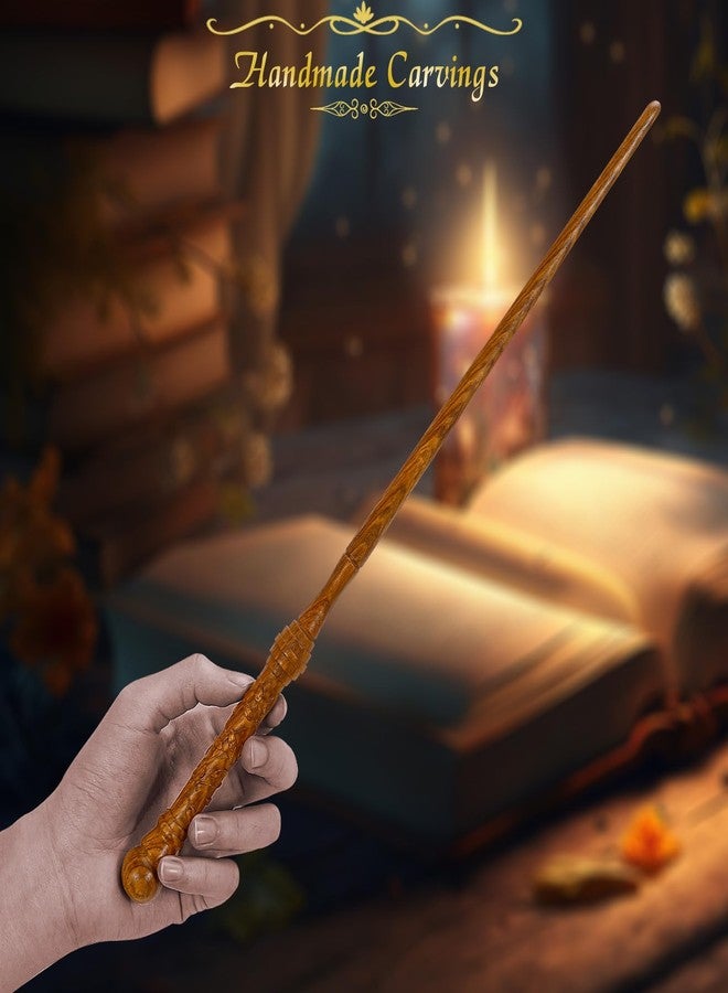 ChampWe Wooden Magic Wand Wizard Witch Wood Wands Hand Carved for Collection Cosplay Christmas Party with Spellbook & Gift Box (Foliage) - Image 3